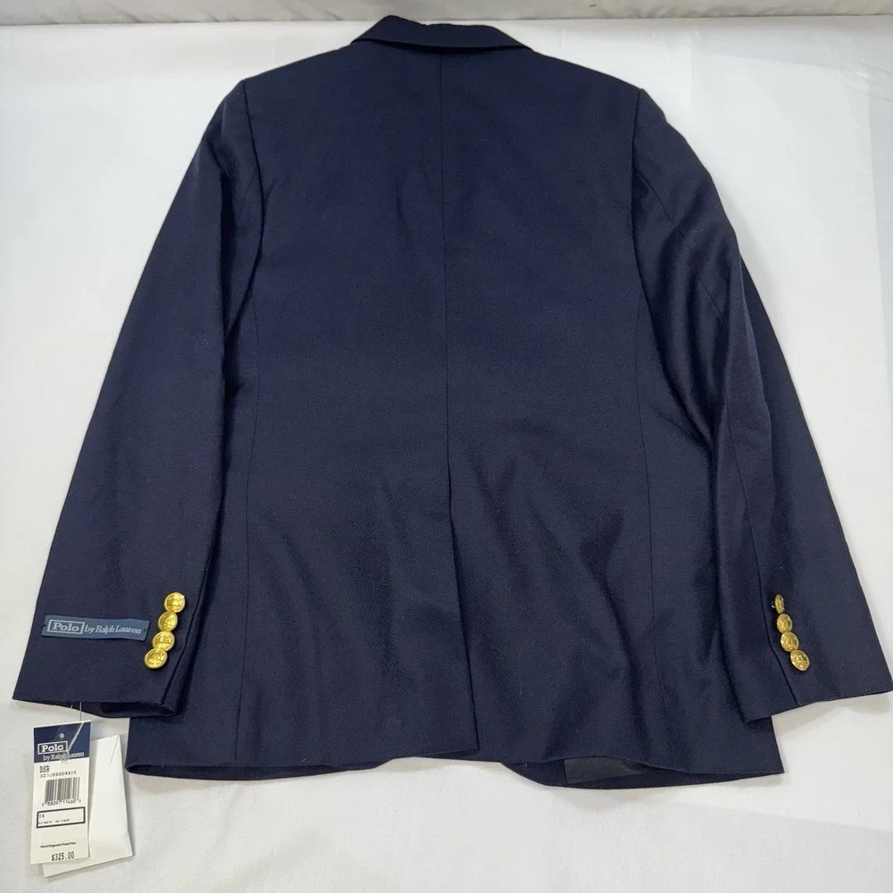 NEW Polo Ralph Lauren Wool Blazer Gold Buttons Italy Navy Youth Boys Sz 16 $325 - Picture 3 of 16